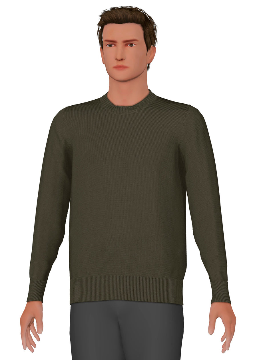 Mens Eco-Cashmere Blend Jumper - Khaki