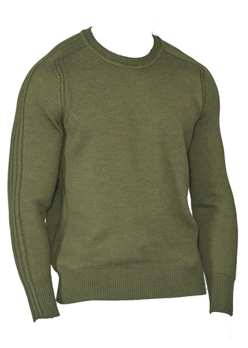 The First - Khaki - Mens Crew Neck Extrafine Merino Wool Jumper