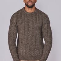 Classic Aran Wool Jumper - Brown | Made from British Wool | Jack Masters Knitwear