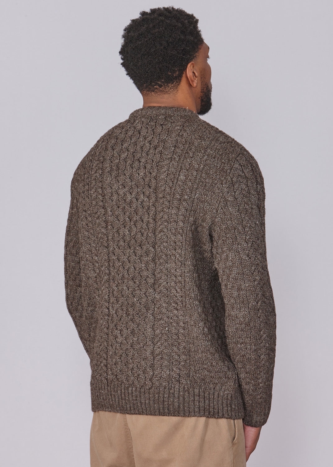 Classic Aran Wool Jumper - Brown | Made from British Wool | Jack Masters Knitwear