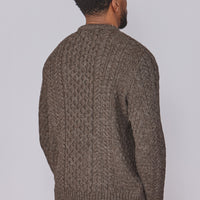 Classic Aran Wool Jumper - Brown | Made from British Wool | Jack Masters Knitwear