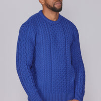 Classic Aran Wool Jumper - Sapphire | Made from British Wool | Jack Masters Knitwear