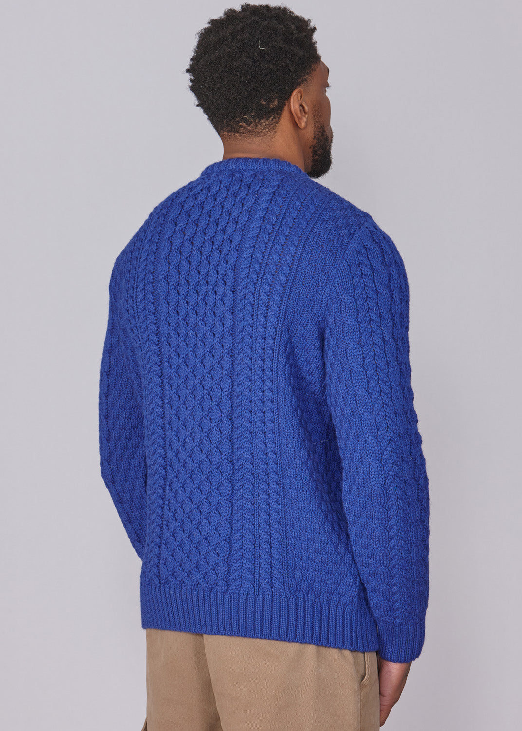 Classic Aran Wool Jumper - Sapphire | Made from British Wool | Jack Masters Knitwear