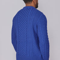 Classic Aran Wool Jumper - Sapphire | Made from British Wool | Jack Masters Knitwear