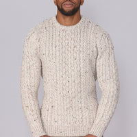 Classic Aran Wool Jumper - Beige Twist | Made from British Wool | Jack Masters Knitwear