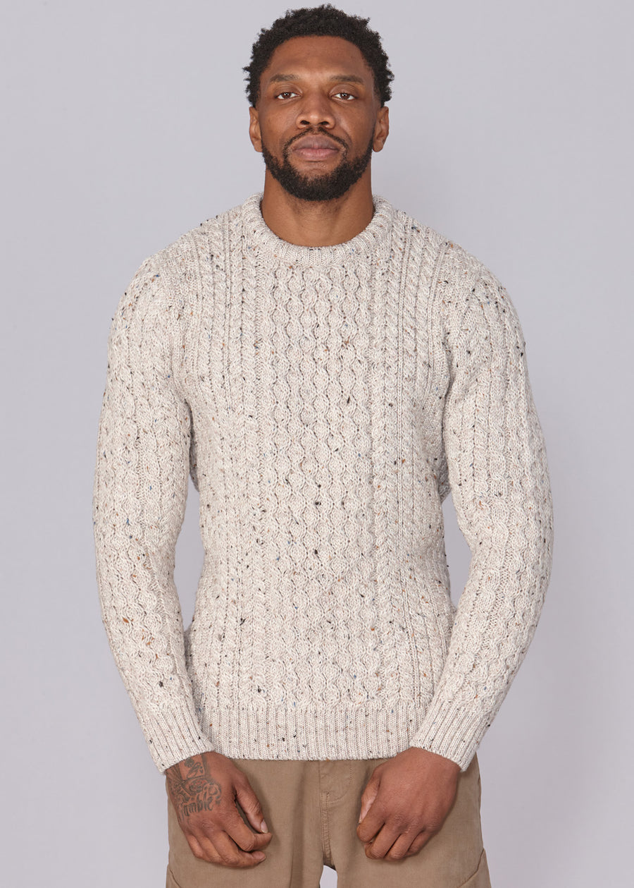 Classic Aran Wool Jumper - Beige Twist | Made from British Wool | Jack Masters Knitwear