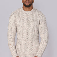 Classic Aran Wool Jumper - Beige Twist | Made from British Wool | Jack Masters Knitwear