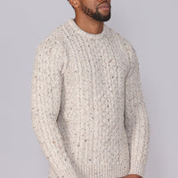 Classic Aran Wool Jumper - Beige Twist | Made from British Wool | Jack Masters Knitwear