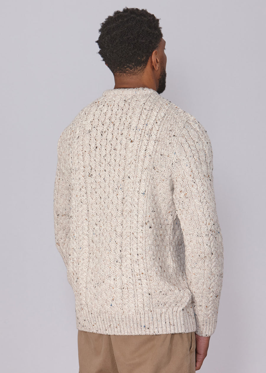 Classic Aran Wool Jumper - Beige Twist | Made from British Wool | Jack Masters Knitwear