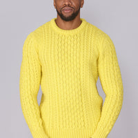 Classic Aran Wool Jumper - Yellow | Made from British Wool | Jack Masters Knitwear