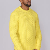 Classic Aran Wool Jumper - Yellow | Made from British Wool | Jack Masters Knitwear