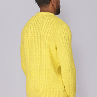 Classic Aran Wool Jumper - Yellow | Made from British Wool | Jack Masters Knitwear