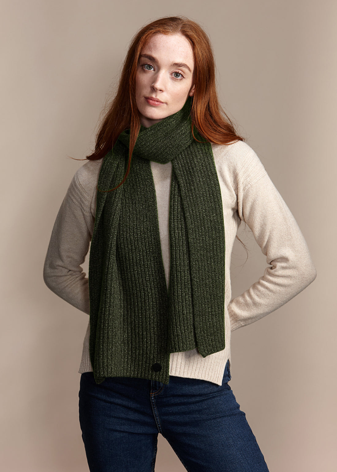 HEATHER Women's Heavyweight Ribbed Recycled Cashmere and Merino Scarf