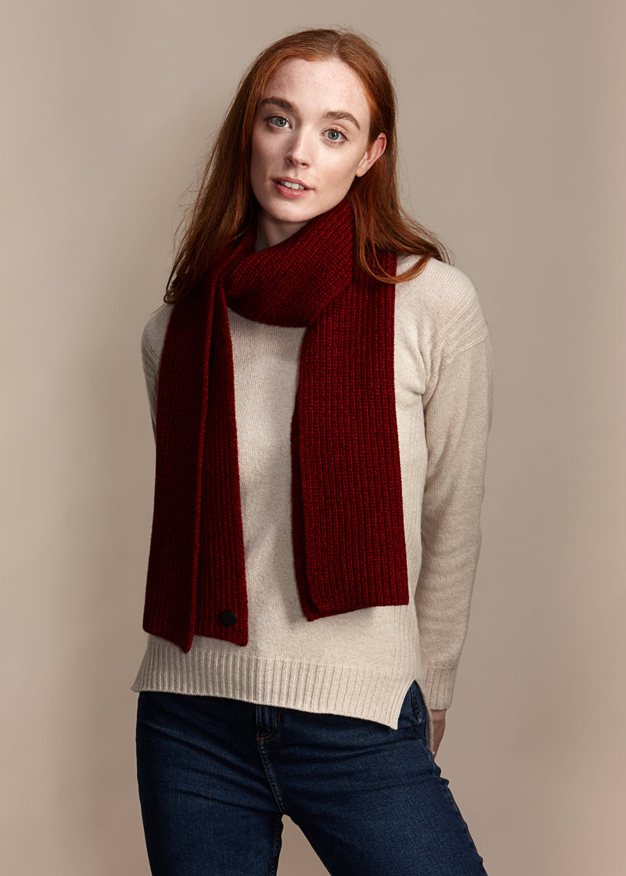 HEATHER Women's Heavyweight Ribbed Recycled Cashmere and Merino Scarf