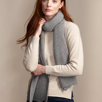 HEATHER Women's Heavyweight Ribbed Recycled Cashmere and Merino Scarf